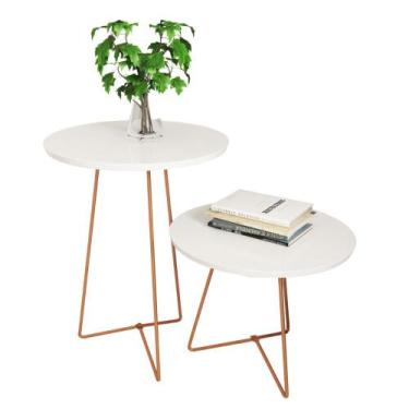 Imagem de Conjunto Mesas Lateral e Centro Orquídea - Pés Ferro -Branco - Nosso S