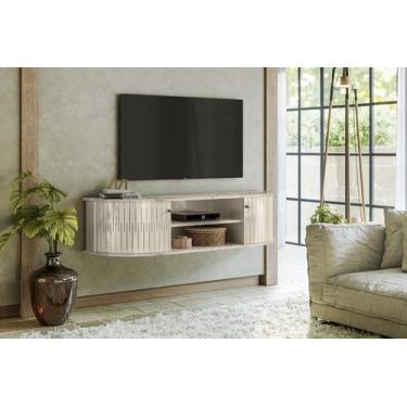 Imagem de Rack Suspenso Ripado Modena para TV até 60 polegadas- Calacata/Off Whi