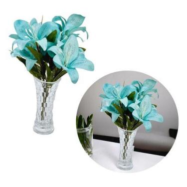 Imagem de Vaso Luxo 18cm Decoração Arranjo Flores Mesa Sala Vidro - WOLF, Quadri