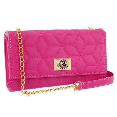 Imagem de Bolsa feminina clutch alça em corrente bordado festa - DUCHICO, Pink, 