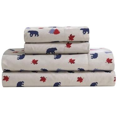 Imagem de Beatrice Home Fashions Jogo de cama queen queen aconchegante de microfibra com bolsos profundos rústico patchwork xadrez cervo, americano