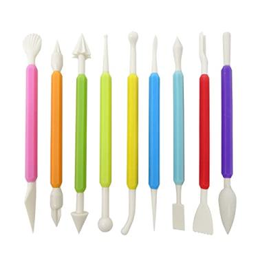 Imagem de Honbay 9 peças de plástico fondant caneta faca ferramentas de decoração de bolos ferramentas manuais cerâmica esculpir ferramentas de modelagem para bolo, flor, escultura, cerâmica