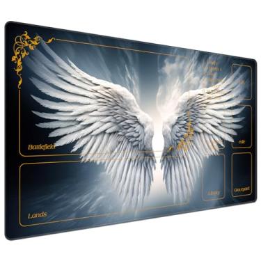 Imagem de DEGDFSGR for MTG Playmat with Zones 24 x 14 inches for TCG Playmats Non-Slip Rubber Base Commander Play Mat for Magic The Gathering Playmat Iorcana Trading Card Game, Sacred Angel Wing