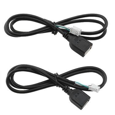 Imagem de Micro Traders 2 peças adaptador de cabo de extensão USB para carro, 4 pinos e conector de 6 pinos, 76 cm, compatível com Android, rádio de carro, estéreo, USB, flash drives, carregamento rápido,
