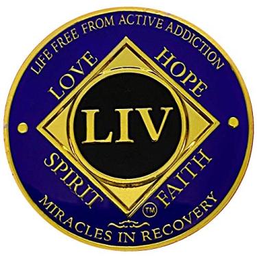 Imagem de Simply Minimal NA Medalhão banhado a ouro de 54 anos, moeda de recuperação, token NA, chip de recuperação de narcóticos anônimos, presente de recuperação NA (cores roxa e dourada)