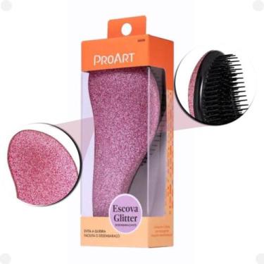 Imagem de Escova Desembaraçante Proart Rosa Glitter Eg02b