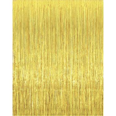 Imagem de Cortinas com franjas i-Chony Shiny Gold Metallic Tinsel Foil x2