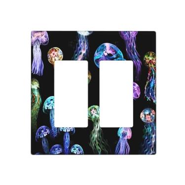 Imagem de Medusa, animais marinhos, oceano, balancim duplo, placa de cobertura para interruptor de luz GFCI placa decorativa de parede placa elétrica colorida para decoração de casa de banho