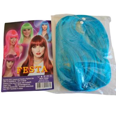 Imagem de Peruca longa cabelo lisa cosplay festa 55cm azul - sm decora