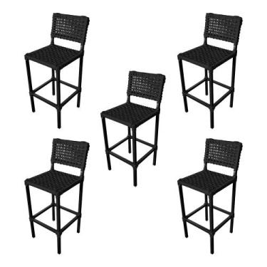 Imagem de Kit 5 Banquetas França Aluminio com Corda Naútica Preta  - ATHENAS, PR