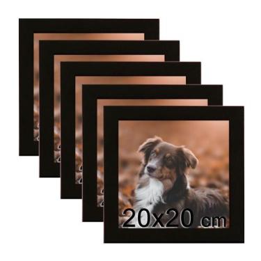 Imagem de Kit 5 Porta Retratos C/vidro 20x20 Moldura Preta para fotos e decoraçõ