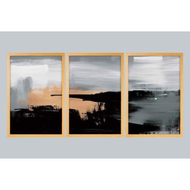 Imagem de Quadro Decorativo Triplo Abstrato Impactante Luxo - RSM Molduras, 80 x