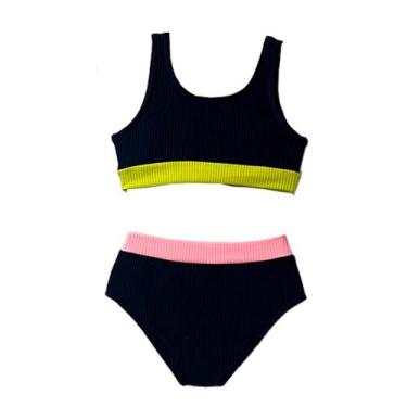 Imagem de Biquíni Infantil Juvenil Top Reto Texturizado Sem Bojo - Kosh, Azul ma