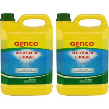 Imagem de 2 Galão Algicida De Choque 5 Litros Genco Limpeza Agua Verde