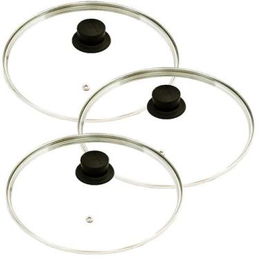 Imagem de Jogo 3 Tampas De Vidro Avulsas Para Panelas: 26, 28 e 30Cm - OkayShop