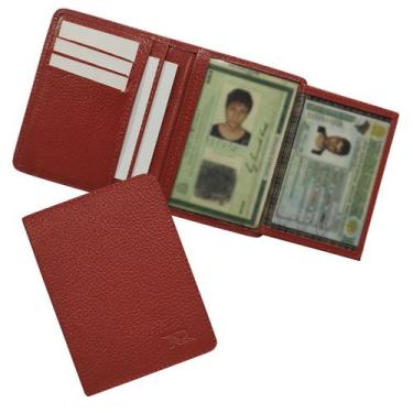 Imagem de Carteira Compacta Couro RFID Blocking 20-R Raffai Couros, Vermelho