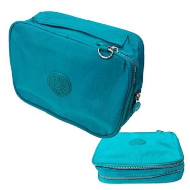 Imagem de Estojo Box Escolar Quadrado Organizador Grande Liso Com 2 Divisórias B