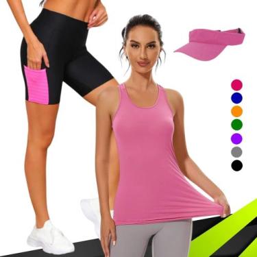 Imagem de Camiseta REGATA DRY Tecido Furadinho + SHORT Legging COM BOLSOS + VISE