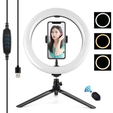 Imagem de Iluminador Ring Light 10,2 Polegadas 3 Cores 26Cm com Tripé De Mesa - 