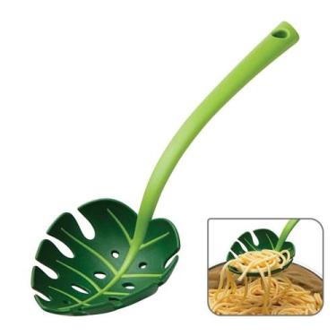 Imagem de Escumadeira Para Legumes Macarrão Folha Verde 30cm - JW SHOP
