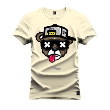 Imagem de Camiseta Unissex Algodão Premium Estampada Urso Boné Bolado - Nexstar,