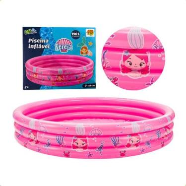 Imagem de Piscina Inflável Infantil 190L Com 3 Anéis Estampas Redonda - DM TOYS,