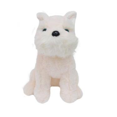 Imagem de Cachorro Branco Schnauzer Sentado 30cm Pelúcia - Fofy Toys