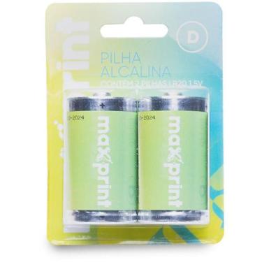 Imagem de Pilha Alcalina Grande D MAX 1,5V Blister com 2 - Maxprint
