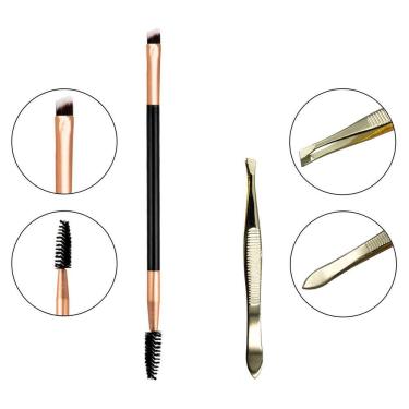 Imagem de Kit Pincel Chanfrado Escovinha + Pinça Chanfrada Sobrancelha
