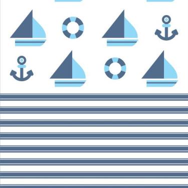 Imagem de Papel de Parede Adesivo Infantil Barcos A Vela Ancora Listras Azul Bab