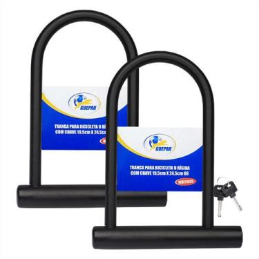 Imagem de Kit 2 Tranca  Bicileta Moto Bike U Lock Rígida C/ Chave - grepar