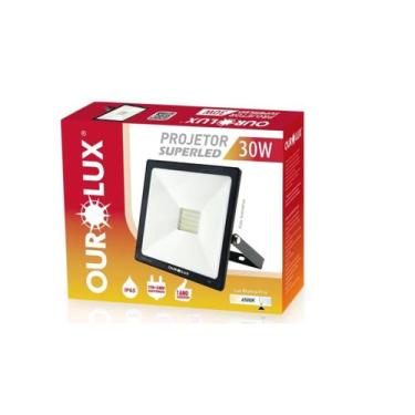 Imagem de Refletor Led Slim 30W 6500K Preto Bivolt Ourolux