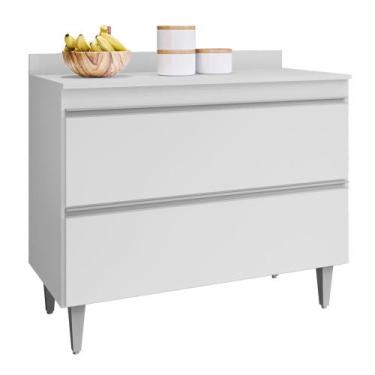 Imagem de Balcão de Cozinha Com Tampo 100cm 2 Portas Julia M24 Branco - Mpozenat