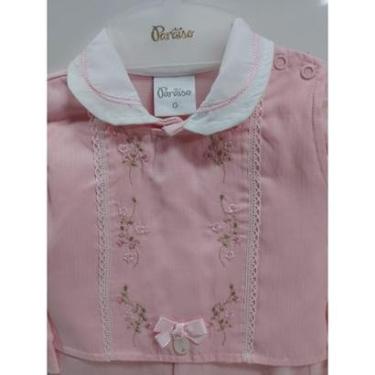 Imagem de Macacão Malha Algodão Bordado Luxo Bebê Menina Paraiso 14545-Feminino