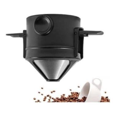 Imagem de Mini Filtro Coador de Café Portátil Reutilizável Com Suporte Dobrável 