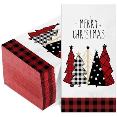 Imagem de 100 guardanapos de Natal a granel papel descartável toalha de mão para convidados árvore de Natal guardanapos de coquetel guardanapos de mão feliz natal para casa cozinha de inverno festa de Natal