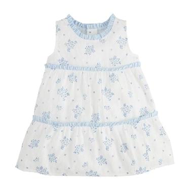 Imagem de Mud Pie Vestido infantil floral azul em camadas para bebês meninas, Azul, 3 Anos
