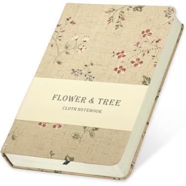 Imagem de ipoul Diário de linho floral, bordado semelhante, cadernos pequenos 13 x 18 cm, caderno de desenho plano, caderno B6, capa dura, caderno forrado e sem forro, damasco