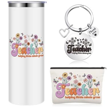 Imagem de Sliner Os presentes de agradecimento do professor incluem caneca de café de 590 ml com bolsa de maquiagem de lona e chaveiro, ideia de presente de agradecimento para mulheres, homens, aniversário, dia