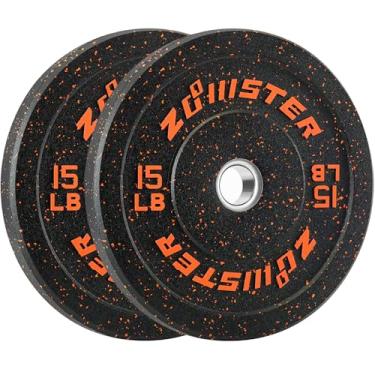 Imagem de Zoomster Placa de Peso de Para-Choque Placa Olímpica Placa de Peso de Para-Choque de Alta Temperatura com Inserção de Aço Placa de Levantamento de Peso para Treinamento de Força (15 Lb X 2)