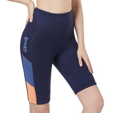 Imagem de GoldFin Shorts femininos de neoprene de 2 mm, cintura alta, mantém aquecido para mergulho, natação, surfe, caiaque, passeios de barco (multicolorido, PP)