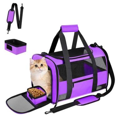 Imagem de CUSSIOU Cat Carrier Dog Carrier Pet Carrier Airline Approved for Small Dogs Medium Cats Puppies Under 15 Lbs, Collapsible Soft Sided Dog Travel Carriers for Puppy and Kitten, Purple
