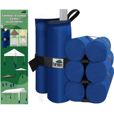 Imagem de Eurmax Capacidade de peso dos EUA 72,6 kg sacos de peso para abrigo de dossel pop-up ao ar livre, gazebo abrigo instantâneo pesos de dossel de perna, sacos de areia, conjunto de 4 (azul)