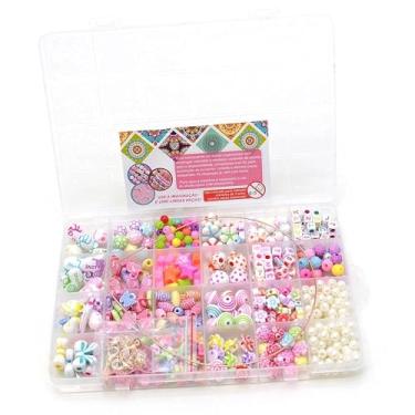 Imagem de Miçanga Colorida Bijuteria Iniciante Pulseira Colar Brinco Chaveiro Kit