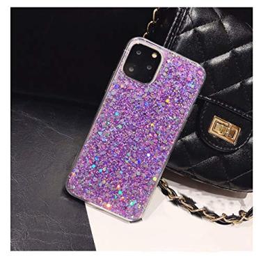 Imagem de Winzizo Capa projetada para iPhone 12 Pro Max, gel transparente, brilhante, brilhante, mulheres e meninas, capa protetora de silicone macio TPU à prova de choque de 17 cm (Roxo)