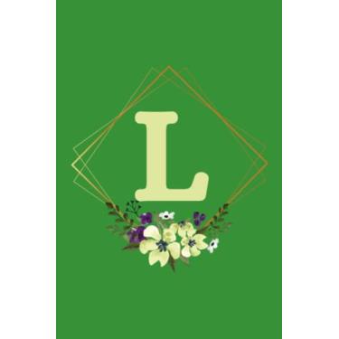 Imagem de L: Dark Green Floral Monogram Initial Notebook