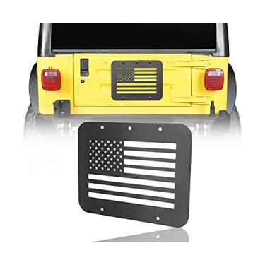 Imagem de Wrangler TJ Tampa de placa de ventilação de plugue de porta traseira de aço para exclusão de pneu sobressalente compatível com Jeep TJ Wrangler 1997-2006
