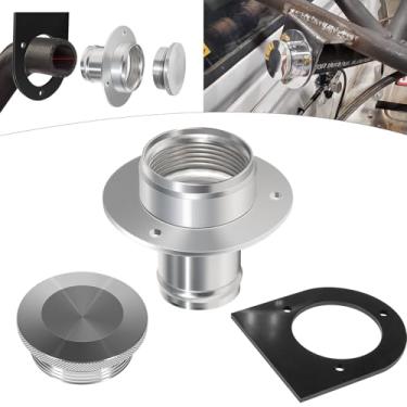 Imagem de Gargalo de enchimento de tanque de combustível remoto de alumínio 17-2530 com tampa de gás e suporte de aço soldado, serve para mangueira de enchimento de 5 cm, enchimento remoto de célula de