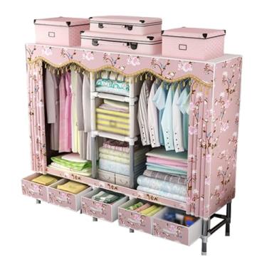 Imagem de Guarda-roupa Armário de guarda-roupa forte autônomo rack de roupas com gavetas armário de guarda-roupa para pendurar roupas organizador de armazenamento armário