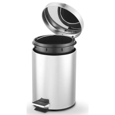 Imagem de Powermaid Lixeira Redonda com Pedal Emborrachado - Aço Inox - 5 litros
